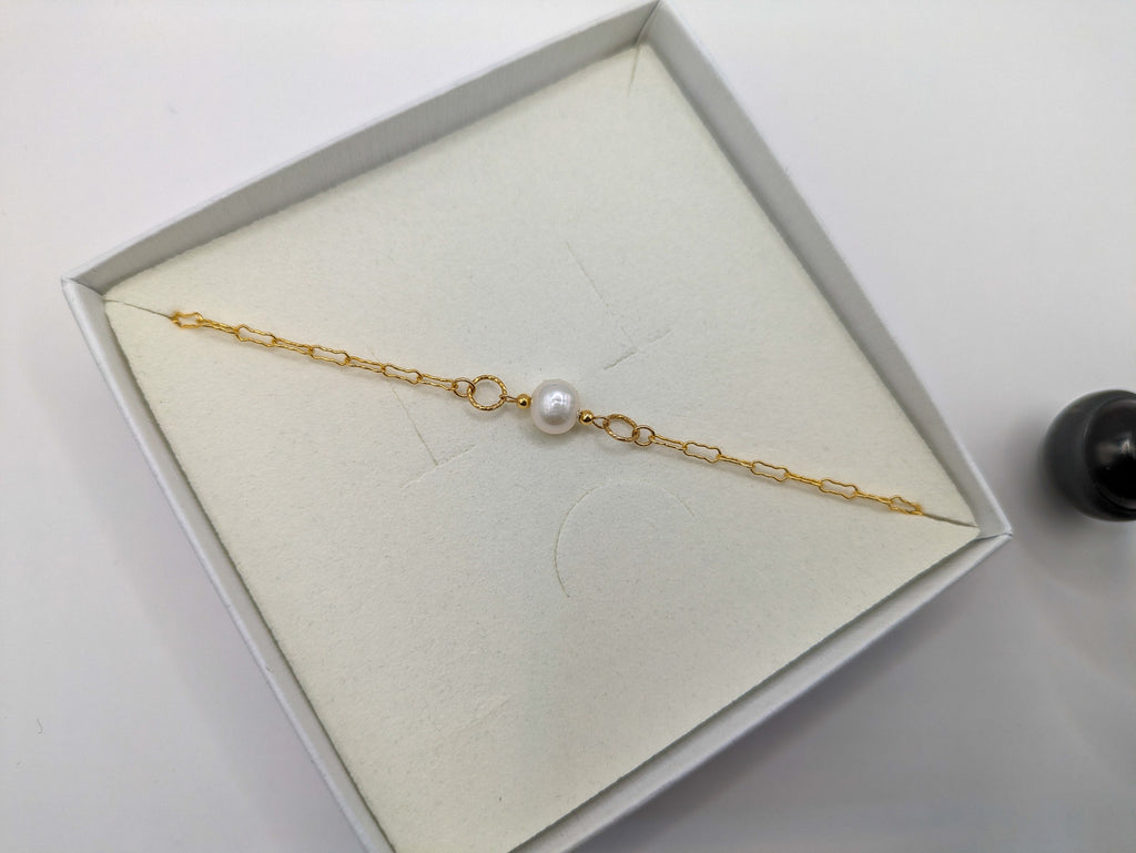 Bracelet chaine en or et perle de culture - Ecrelya Bijoux