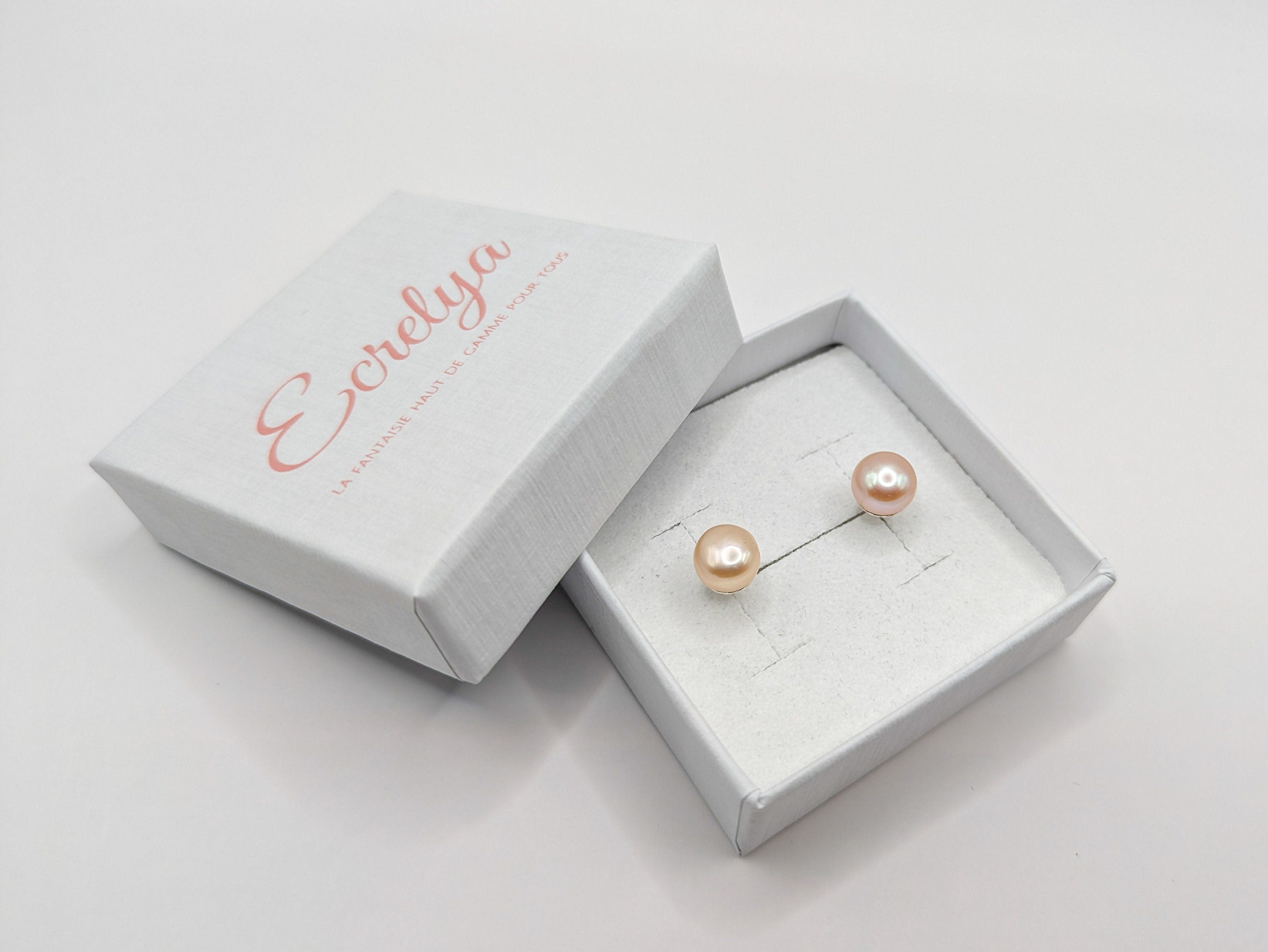 Clous d'oreilles argent et perles d'eau douce rosée - Ecrelya Bijoux