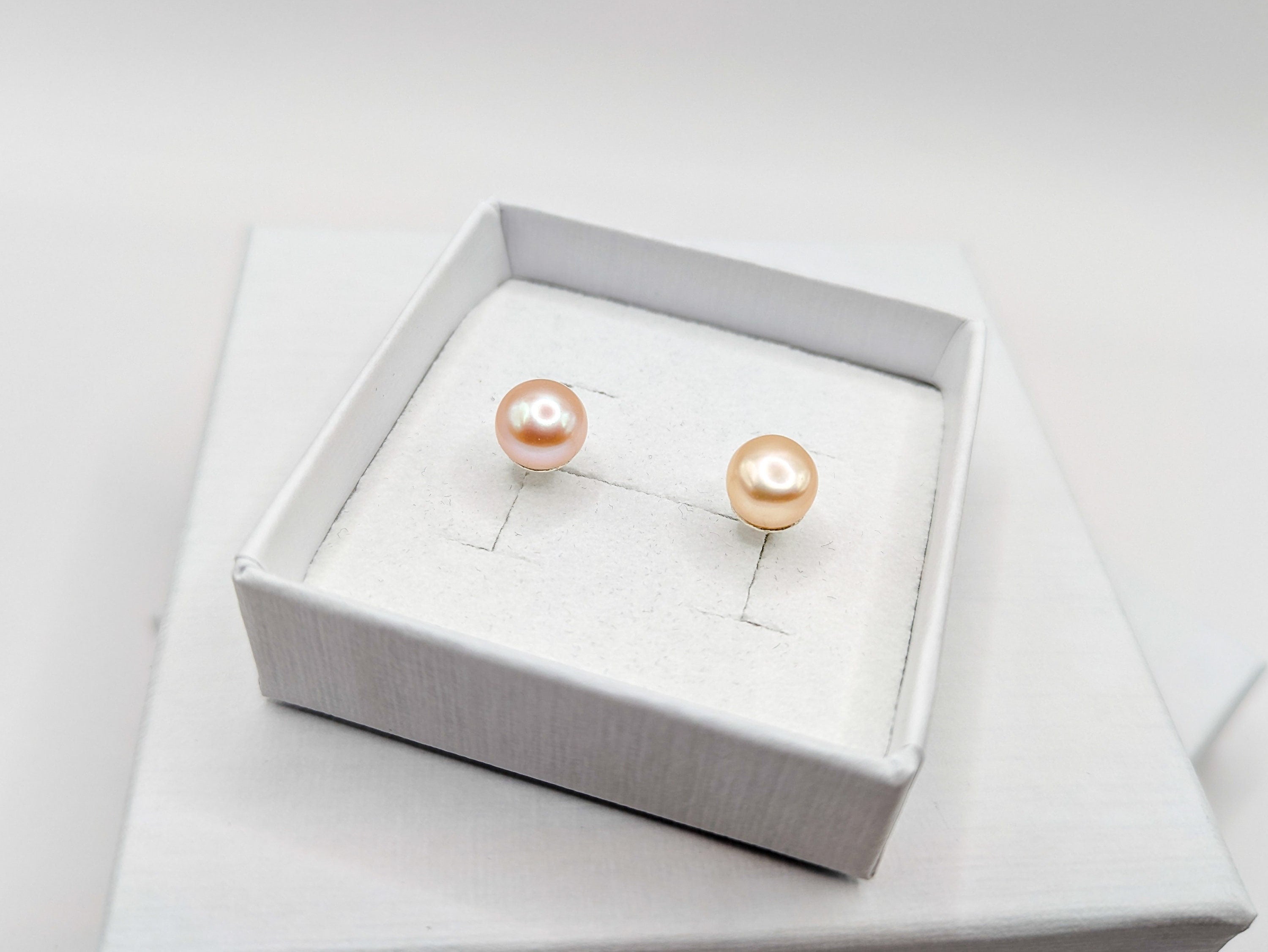 Clous d'oreilles argent et perles d'eau douce rosée - Ecrelya Bijoux