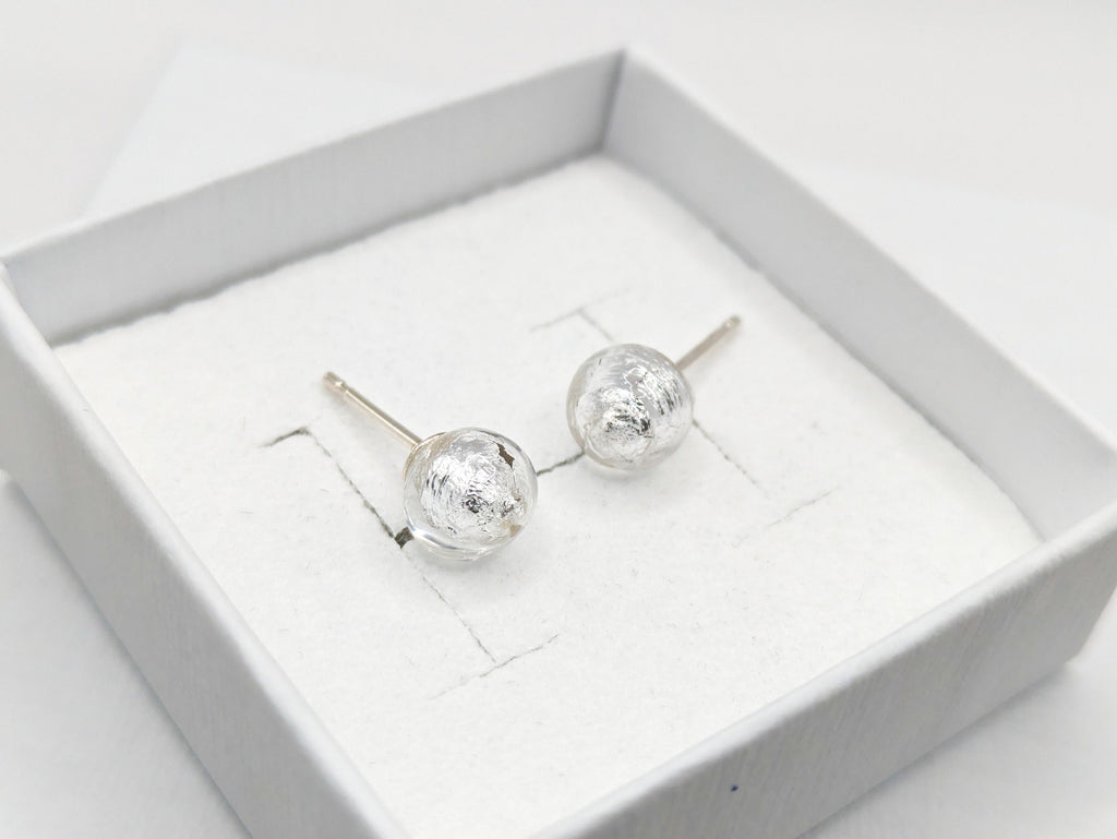 Boucle d'oreille feuille d'argent & verre de Murano - Ecrelya Bijoux