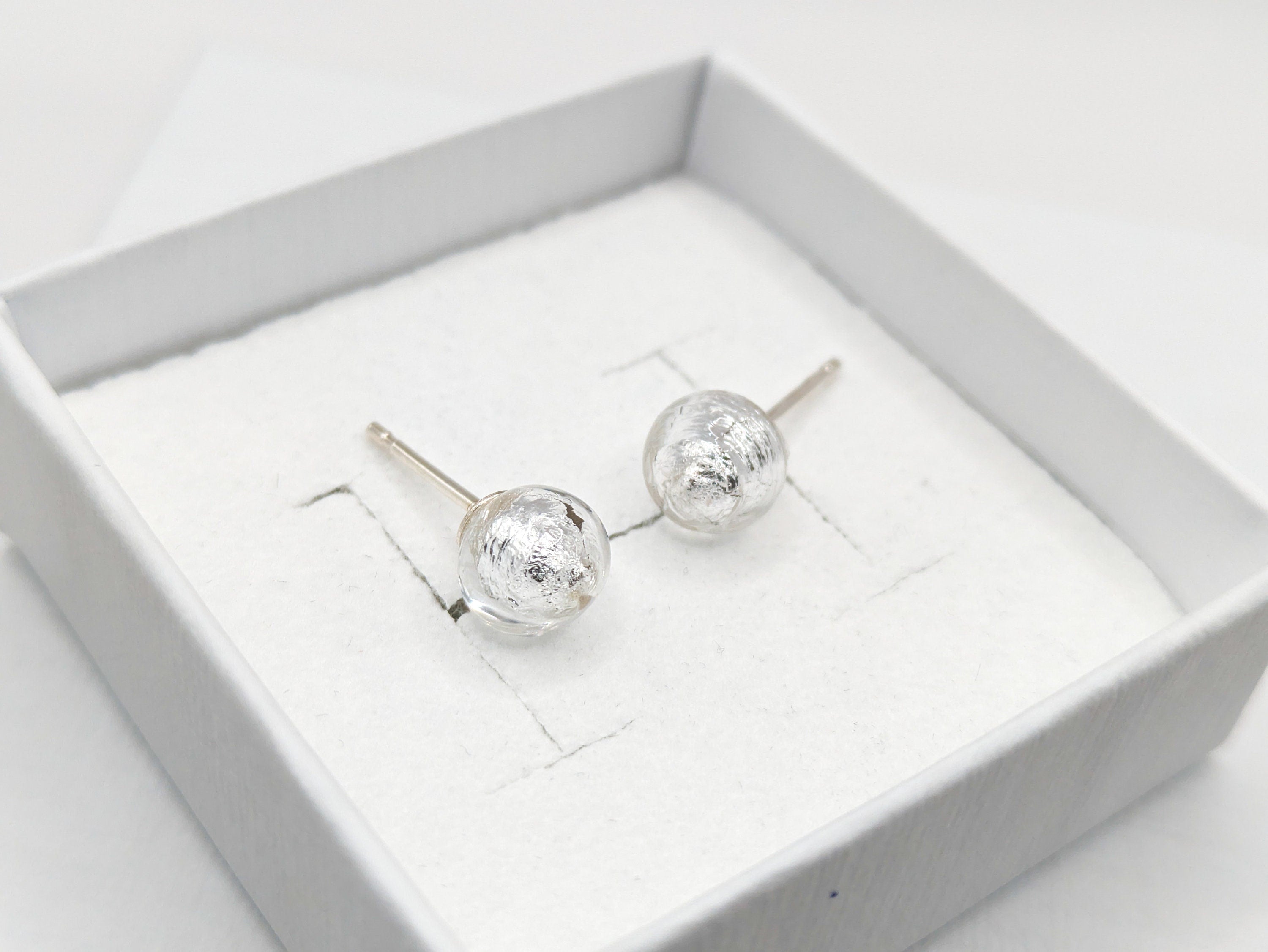 Boucle d'oreille feuille d'argent & verre de Murano - Ecrelya Bijoux