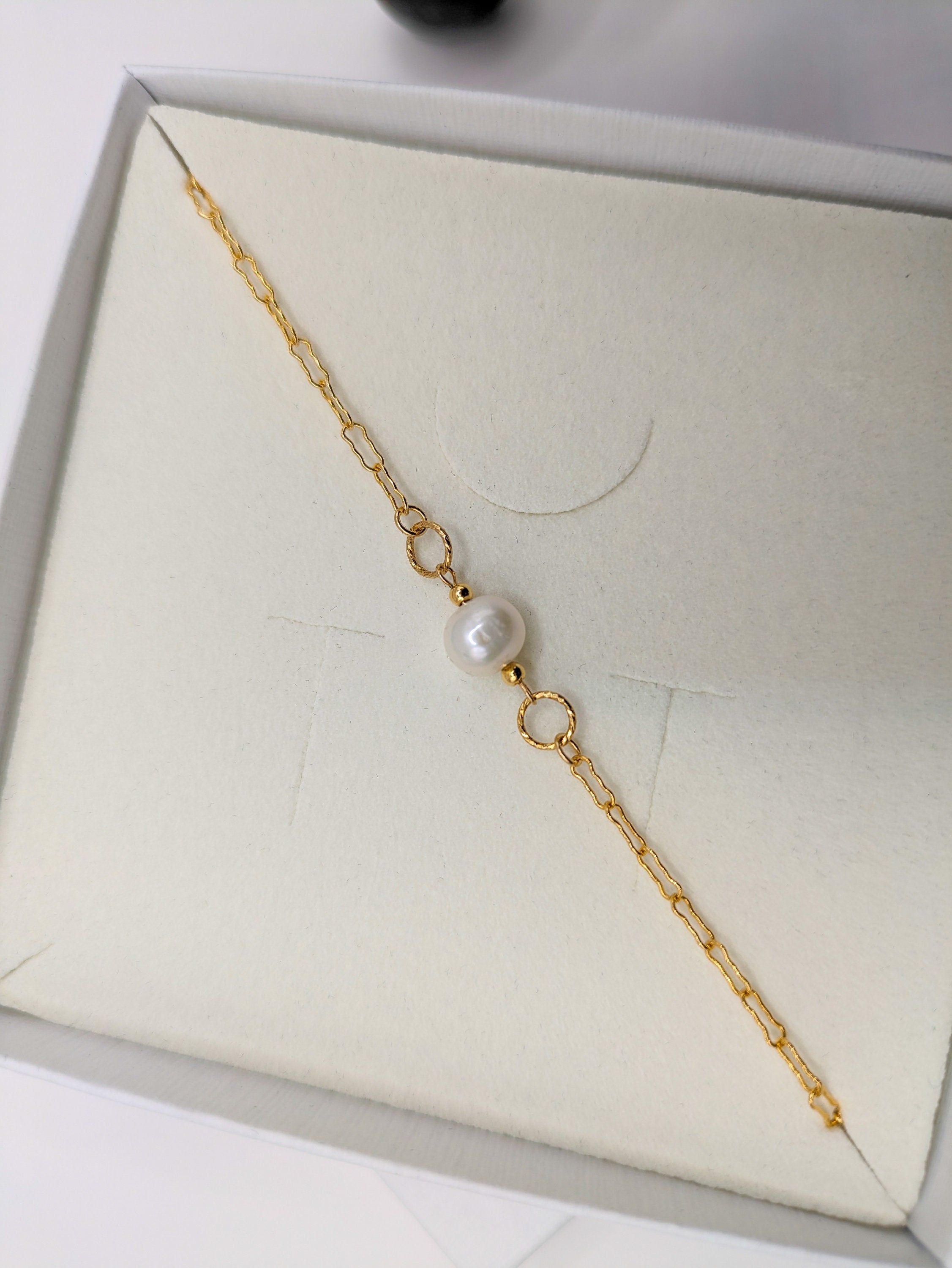 Bracelet chaine en or et perle de culture - Ecrelya Bijoux