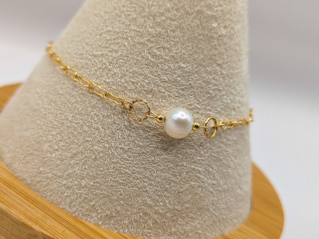 Bracelet chaine en or et perle de culture - Ecrelya Bijoux