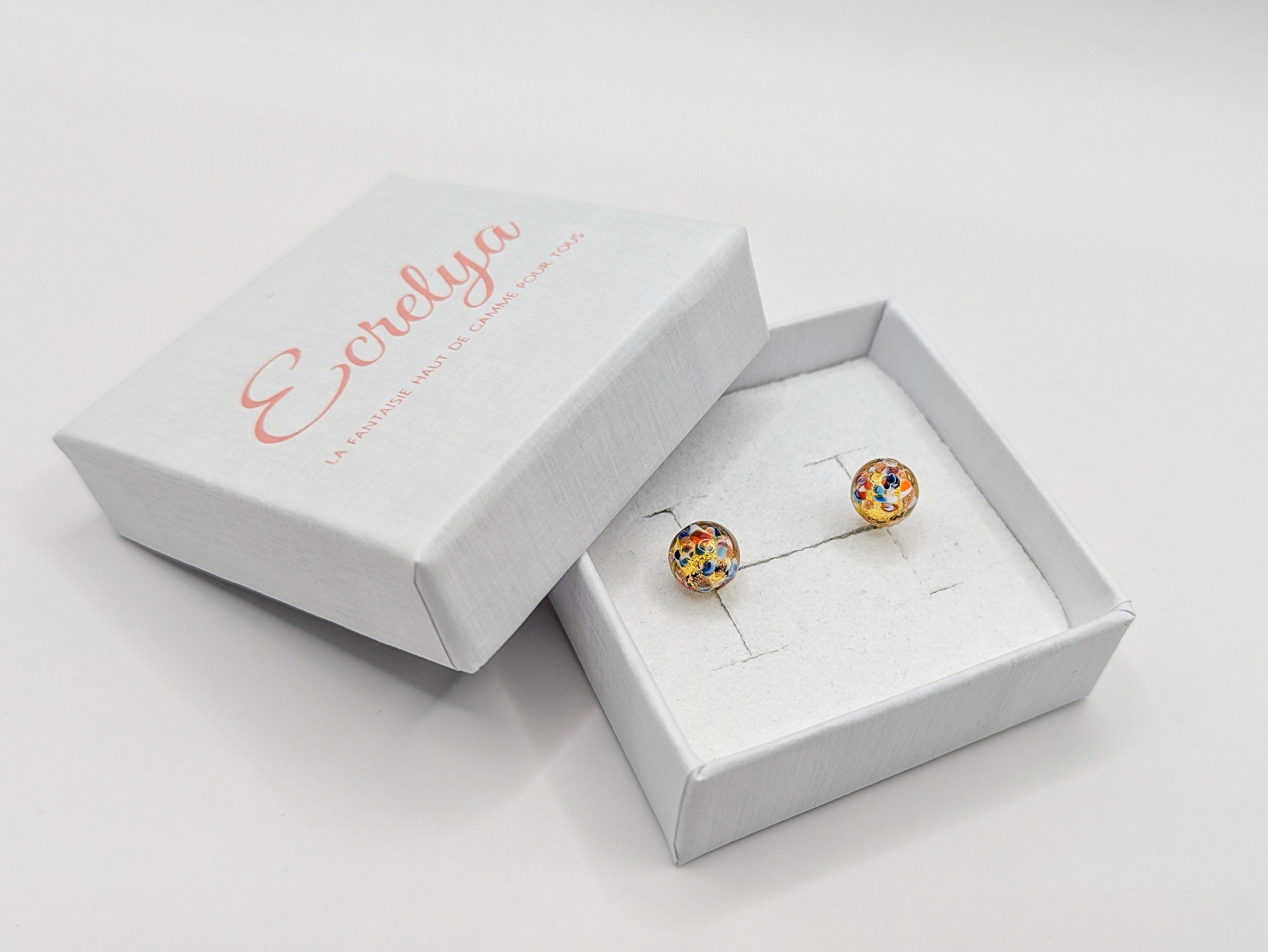 Boucles d'oreilles Or & verre de Murano - Ecrelya Bijoux