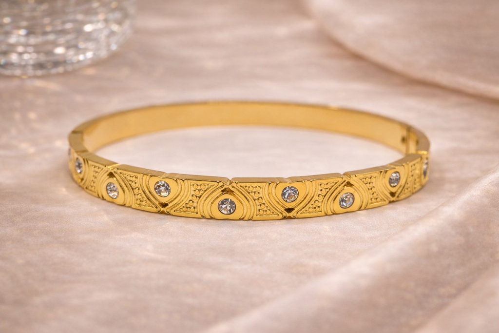 Jonc œil et zircons - Ecrelya Bijoux