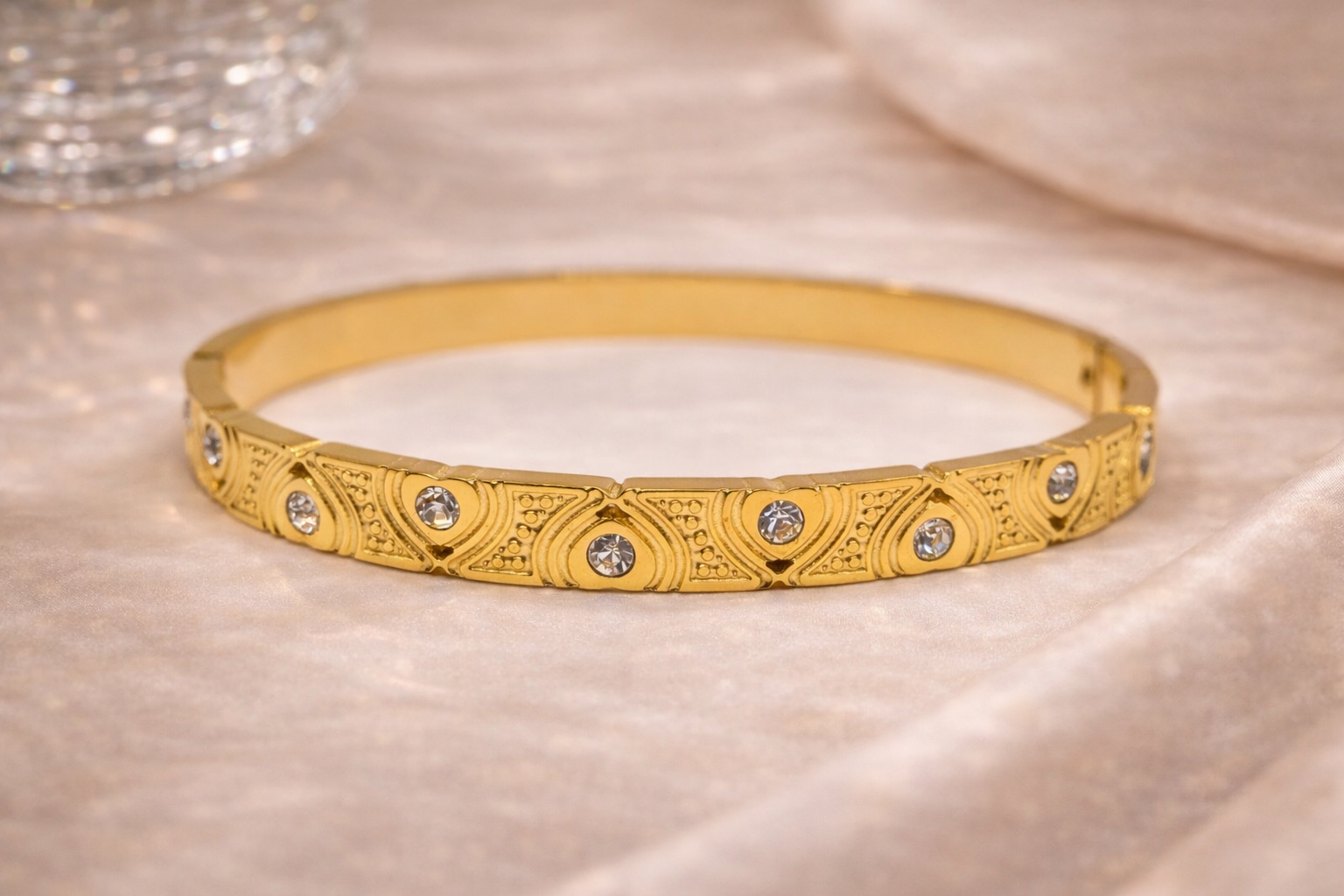 Jonc œil et zircons - Ecrelya Bijoux