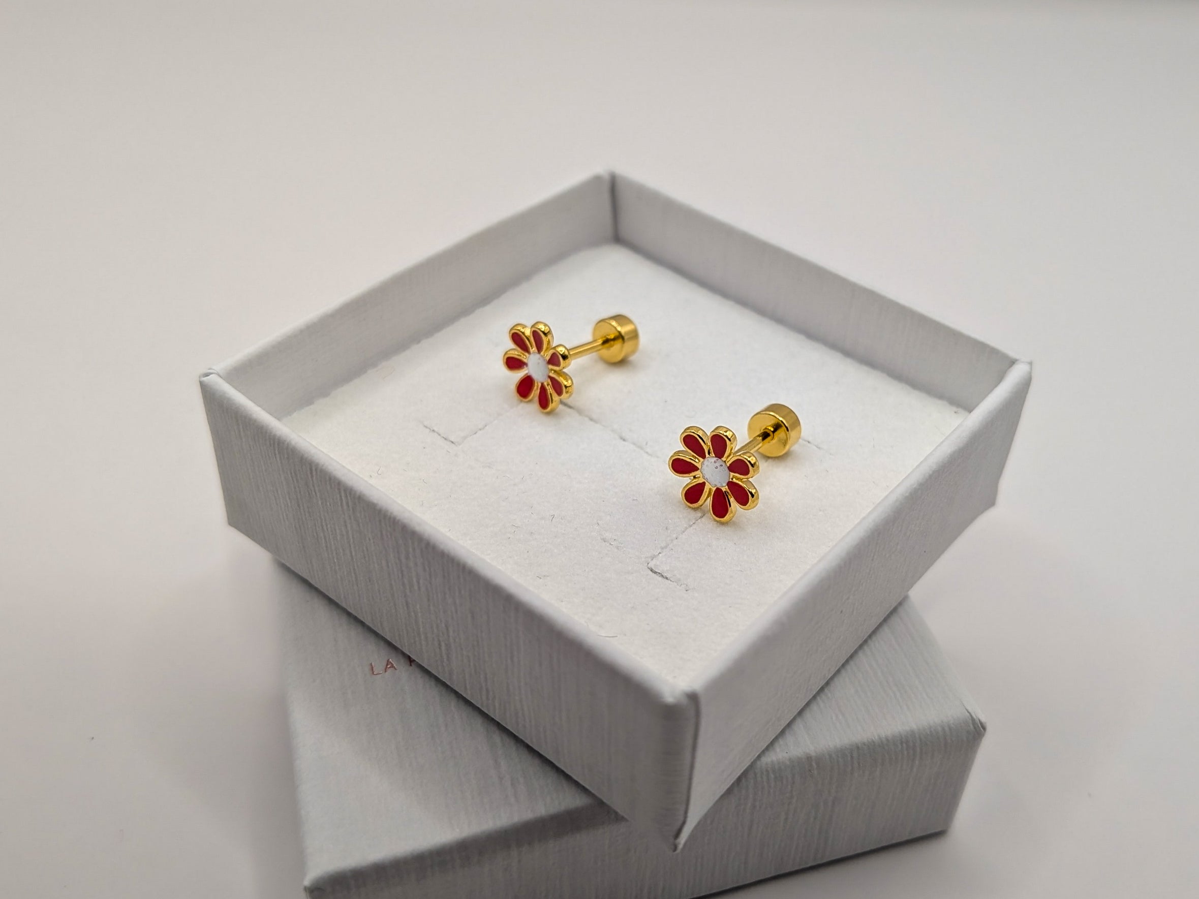 Boucle d'oreilles puces fleur émaillée - Ecrelya Bijoux