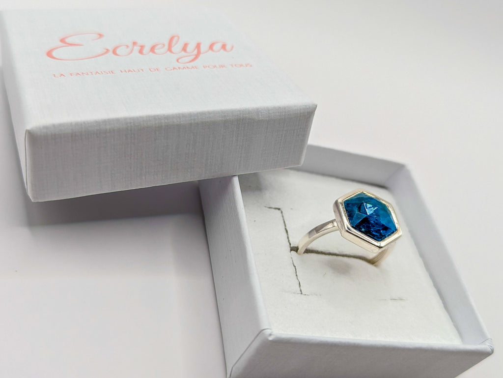 Bague Vintage Apatite Bleu - Ecrelya Bijoux