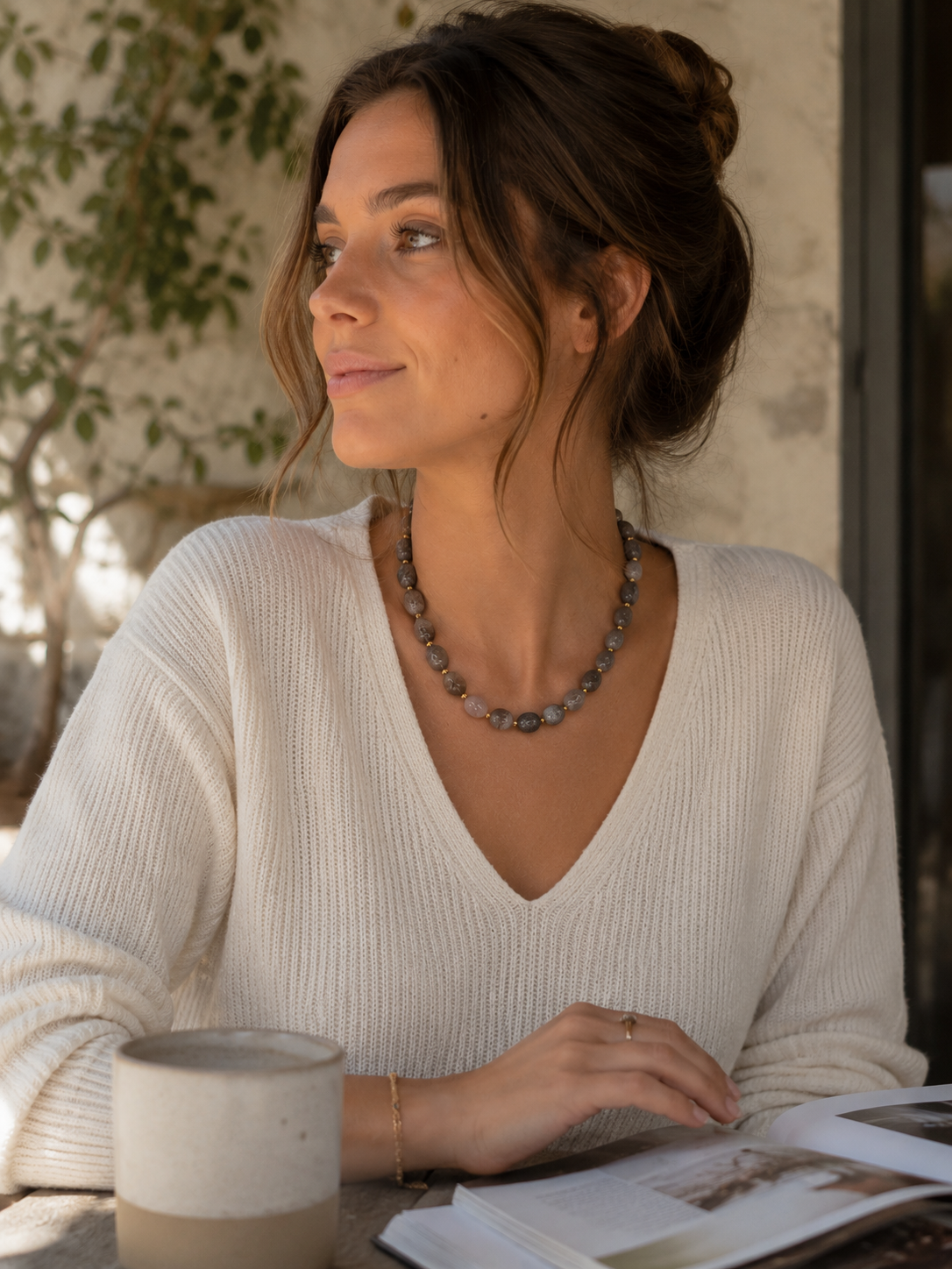 Collier en agate du Botswana