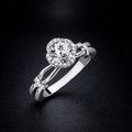 Bague Sélène Ecrelya Prestige – Moissanite certifiée 1 ct, Halo, Argent 925 Or Blanc PVD