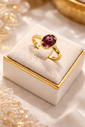 Bague or et pierre Grenat naturelle - Ecrelya Bijoux