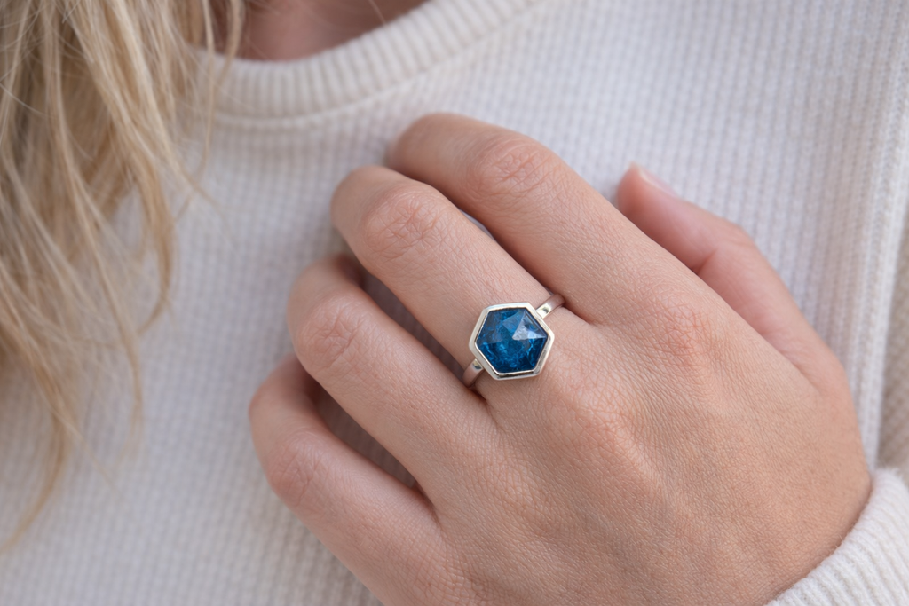 Bague Vintage Apatite Bleu - Ecrelya Bijoux