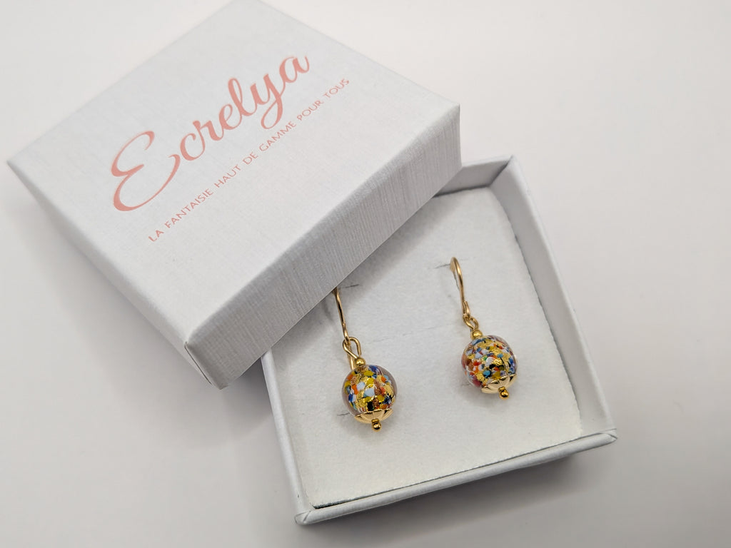 Boucle d'oreille crochet en or gold filled et verre de Murano - Ecrelya 