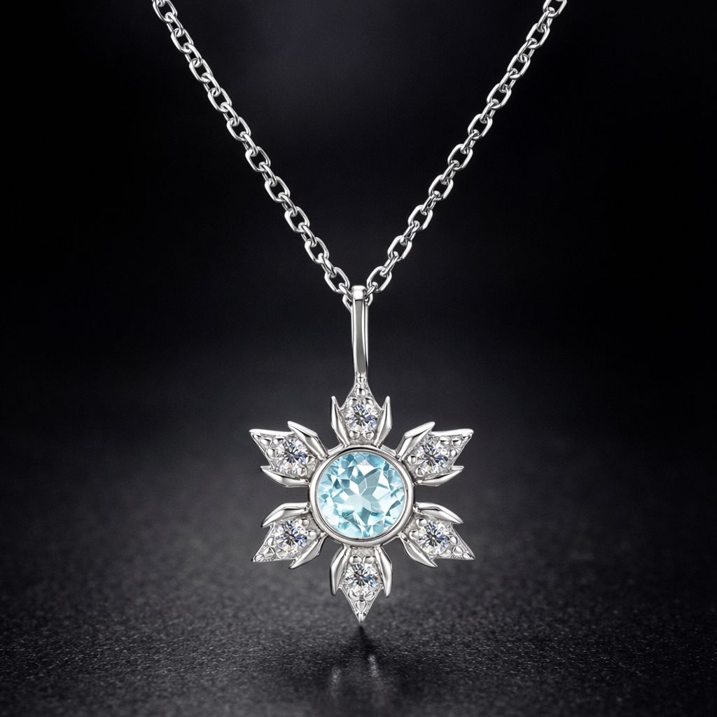 Collier étoile Topaze Bleue Naturelle - Ecrelya Prestige 