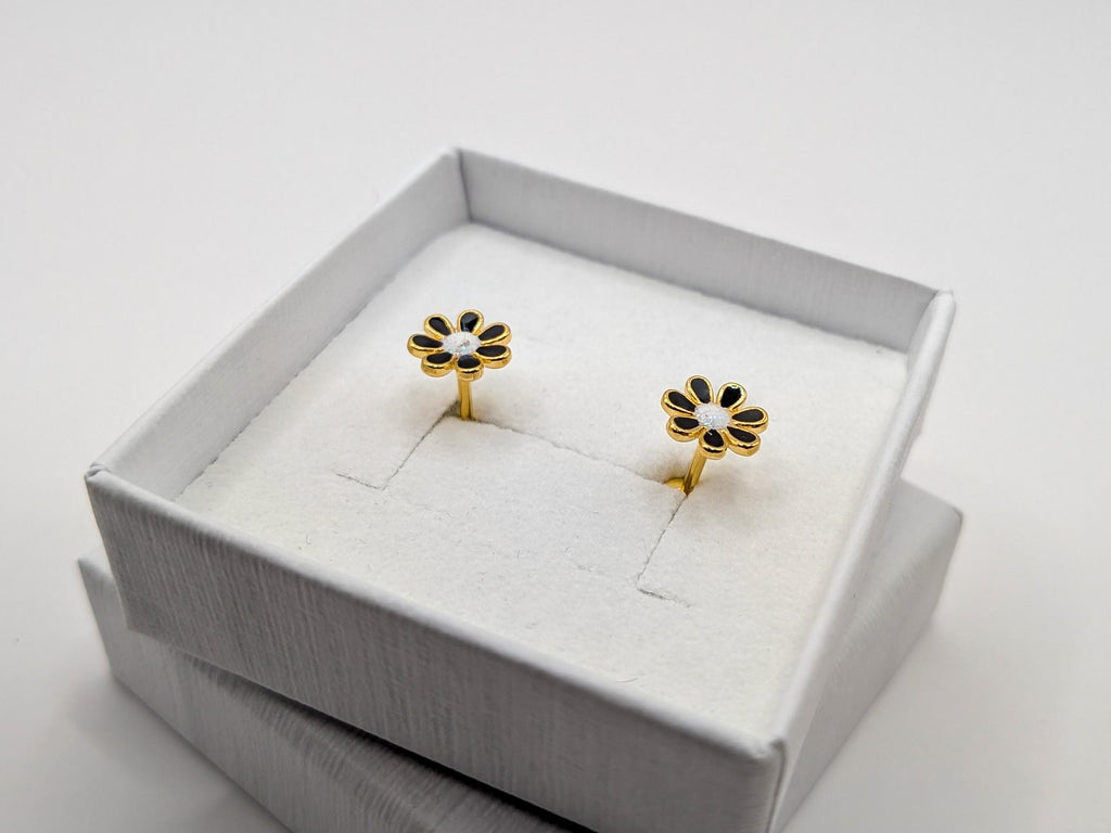 Boucle d'oreilles puces fleur émaillée - Ecrelya Bijoux