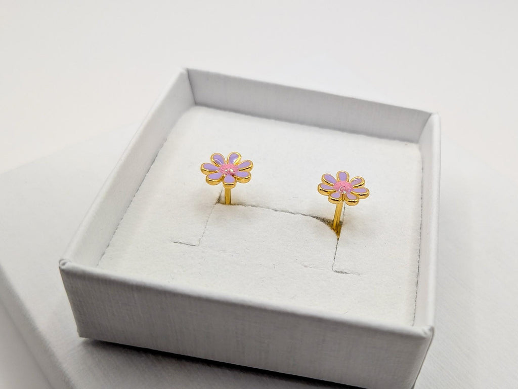 Boucle d'oreilles puces fleur émaillée - Ecrelya Bijoux