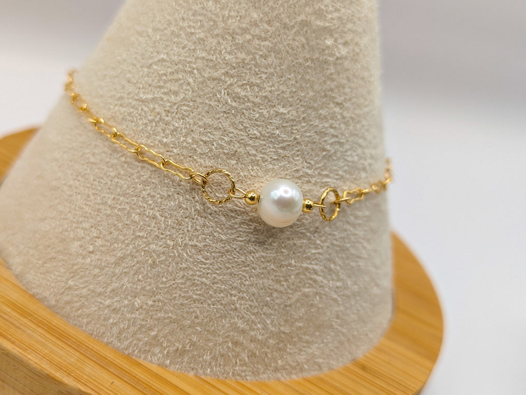 Bracelet chaine en or et perle de culture - Ecrelya Bijoux