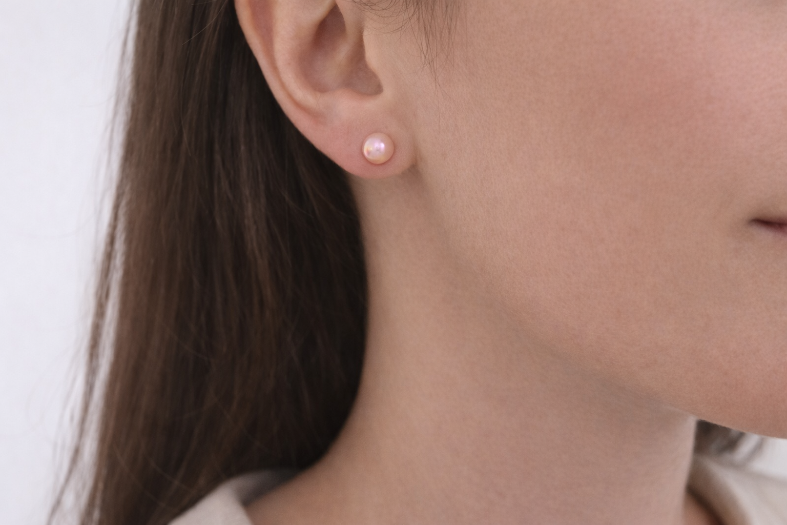 Clous d'oreilles argent et perles d'eau douce rosée - Ecrelya Bijoux